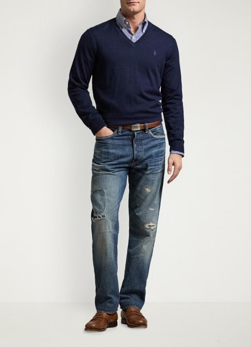 Ralph Lauren Fijngebreide pullover van wol met V-hals