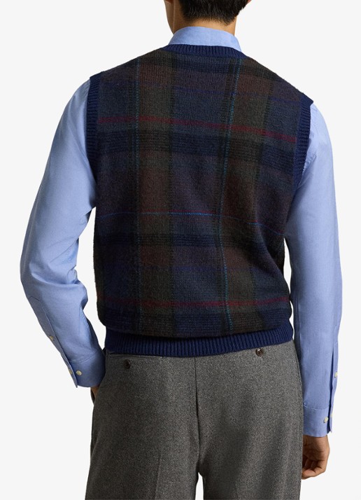 Ralph Lauren Fijngebreide spencer met ingebreid patroon - achterkant 5 donkerblauw
