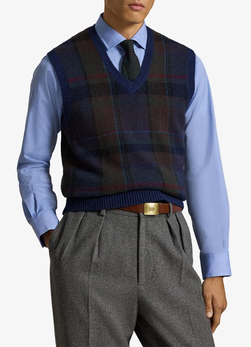 Ralph Lauren Fijngebreide spencer met ingebreid patroon - voorkant 4 donkerblauw