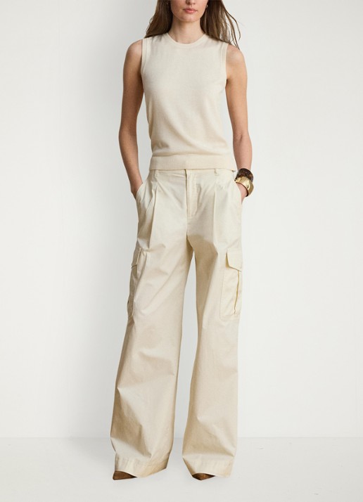 Ralph Lauren Fijngebreide top in zijdeblend - voorkant 2 mascarpone crème / crème