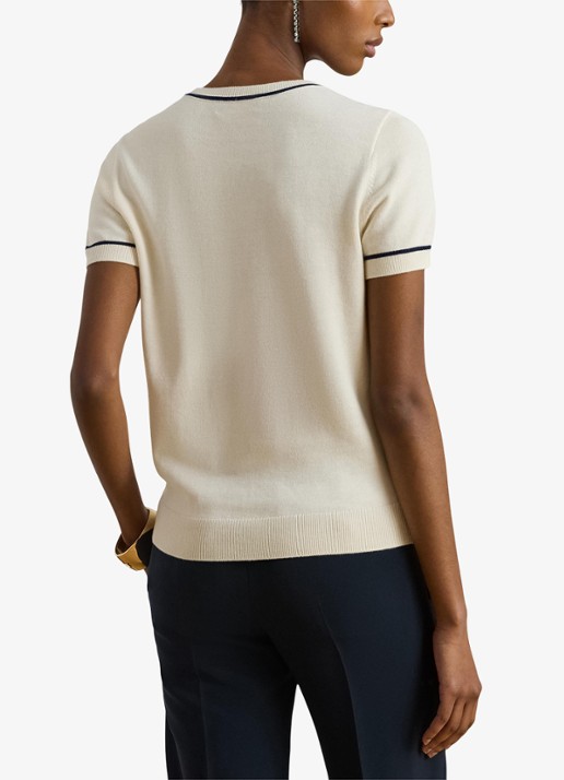 Ralph Lauren Fijngebreide top met logoborduring - achterkant 3 creme