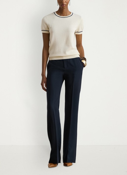 Ralph Lauren Fijngebreide top met logoborduring - voorkant 2 creme