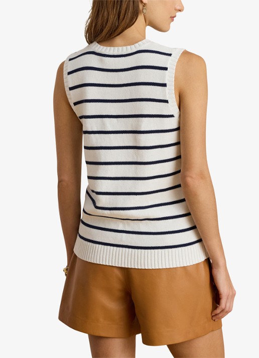 Ralph Lauren Fijngebreide top met streepprint - achterkant wit