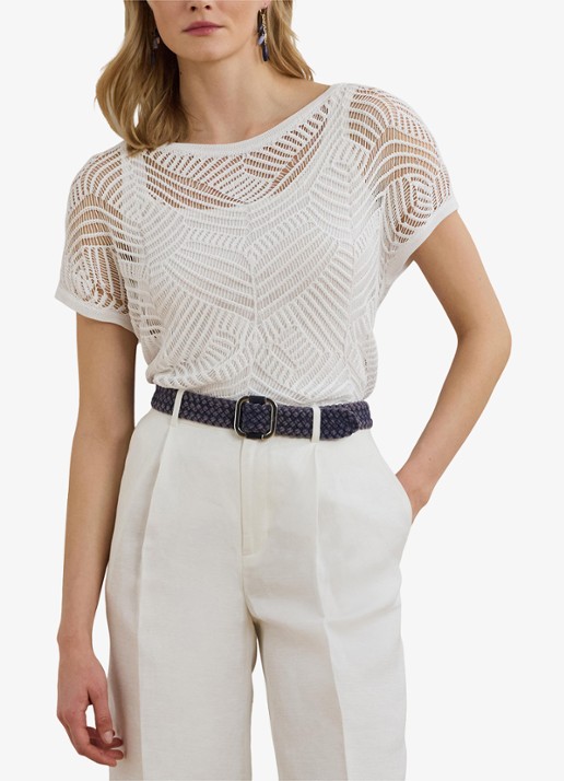 Ralph Lauren Fijngebreide top van mesh met opengewerkt dessin