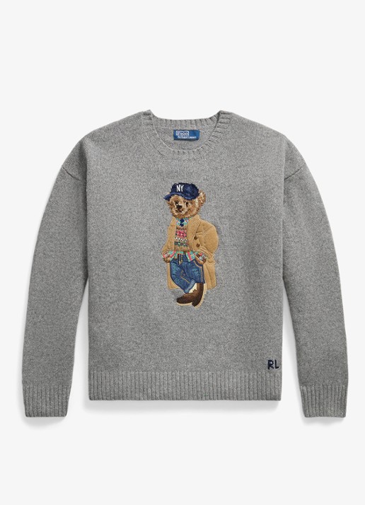Ralph Lauren Fijngebreide trui in kasjmierblend - voorkant grijs