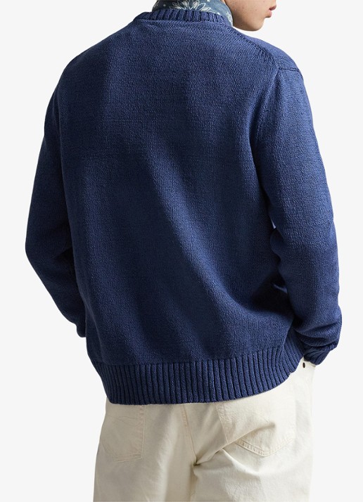 Ralph Lauren Fijngebreide trui in linnenblend met ingebreid patroon - achterkant 3 light navy-2zhw