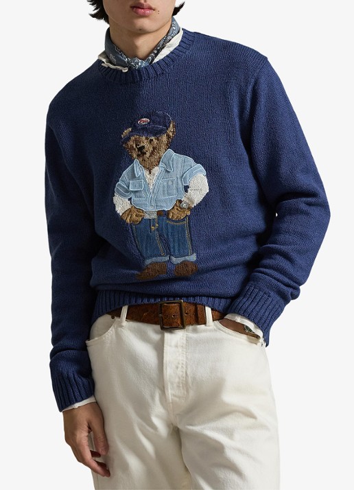 Ralph Lauren Fijngebreide trui in linnenblend met ingebreid patroon