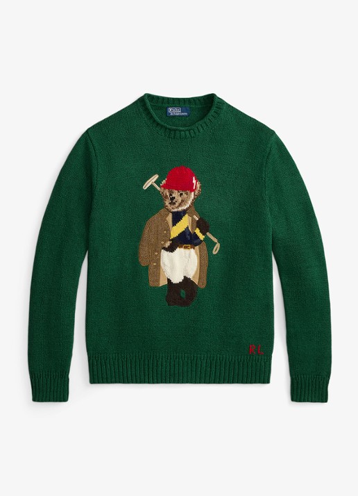 Ralph Lauren Fijngebreide trui in linnenblend met ingebreid patroon - voorkant 4 new forest-2z8d