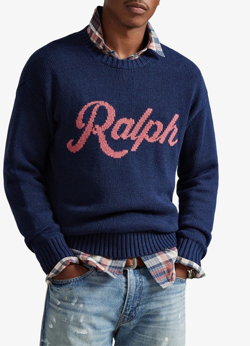 Ralph Lauren Fijngebreide trui in linnenblend met logoprint