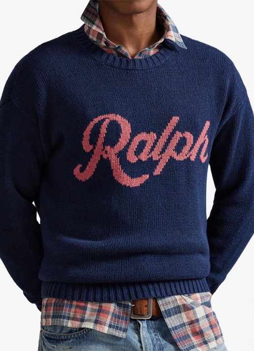 Ralph Lauren Fijngebreide trui in linnenblend met logoprint - detail 5 dark cobalt combo-zyrz