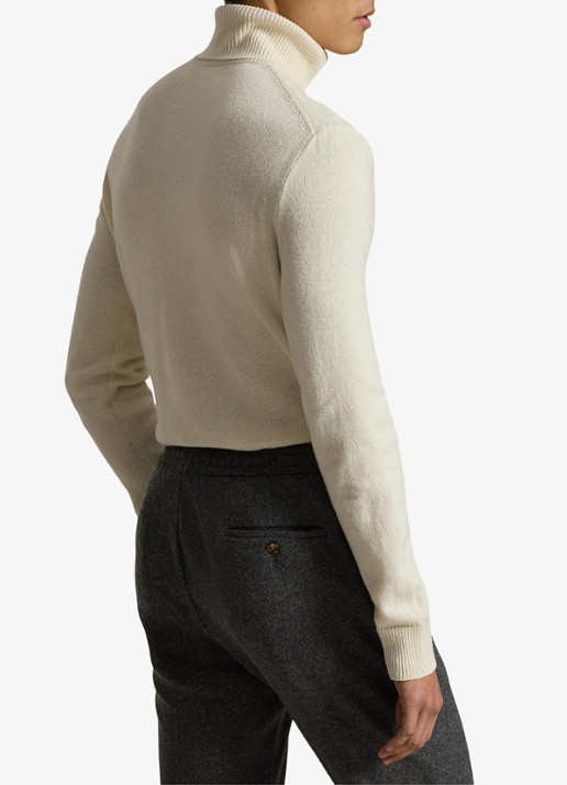 Ralph Lauren Fijngebreide trui in wolblend met col  - achterkant 3 andover cream / creme