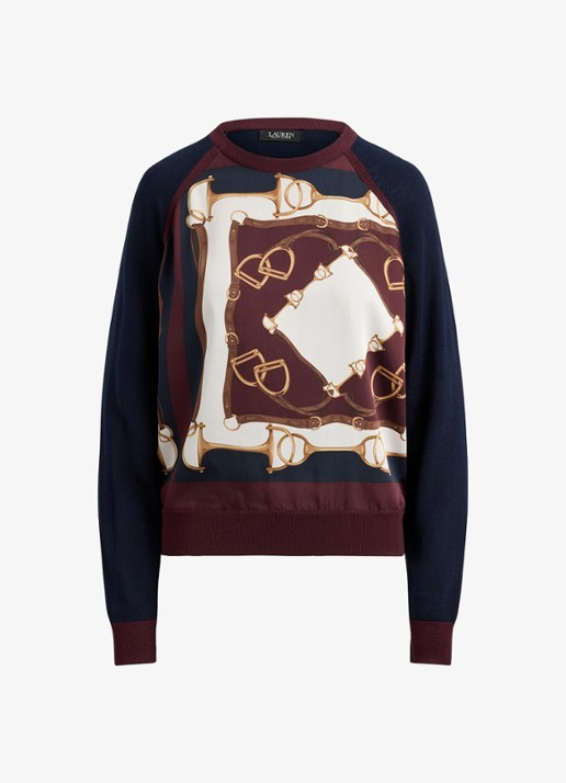 Ralph Lauren Fijngebreide trui met grafische print - voorkant 2 lauren navy / donkerblauw
