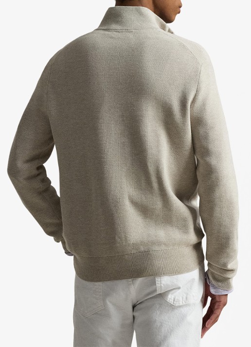 Ralph Lauren Fijngebreide trui met halve rits en logoborduring - achterkant light walnut brown / brown
