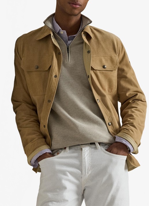 Ralph Lauren Fijngebreide trui met halve rits en logoborduring - voorkant 3 light walnut brown / brown