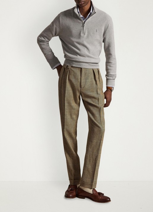 Ralph Lauren Fijngebreide trui met halve rits en logoborduring - detail 4 andover heather / grijs