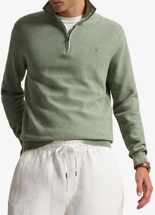 Ralph Lauren Fijngebreide trui met halve rits en logoborduring