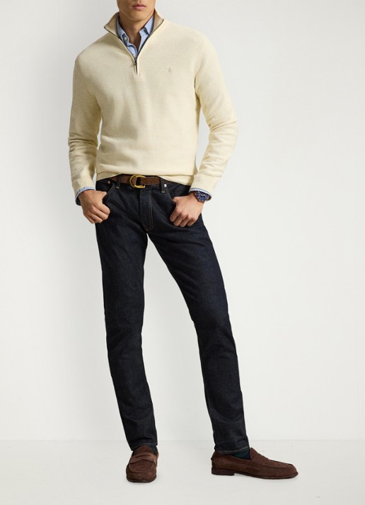 Ralph Lauren Fijngebreide trui met halve rits en logoborduring - detail 4 andover cream / crème