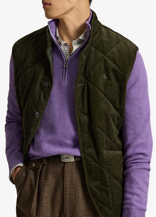 Ralph Lauren Fijngebreide trui met halve rits en logoborduring - detail 5 light coronet purple heather / lichtpaars