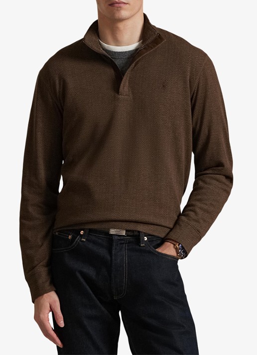 Ralph Lauren Fijngebreide trui met halve rits en visgraatdessin