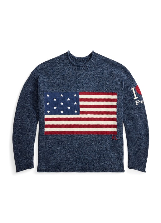 Ralph Lauren Fijngebreide trui met ingebreid patroon - voorkant 2 blue marl / blauw