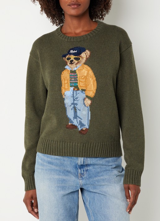 Ralph Lauren Fijngebreide trui met ingebreide print - detail 3 bronsgroen