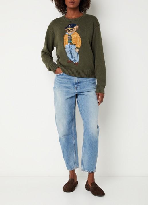 Ralph Lauren Fijngebreide trui met ingebreide print - voorkant 2 bronsgroen