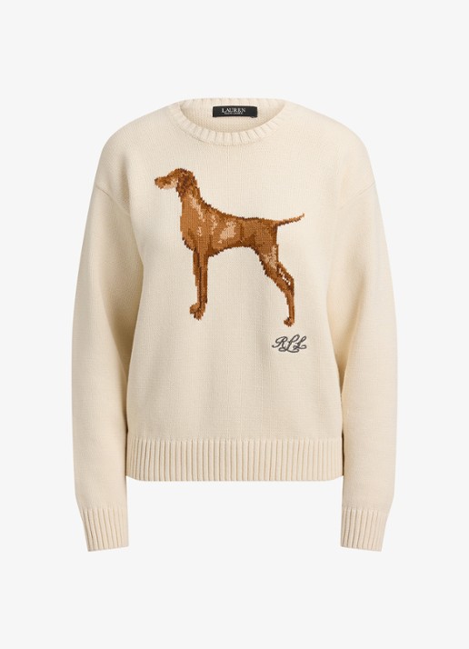Ralph Lauren Fijngebreide trui met ingebreide print - voorkant 4 mascarpone crème / crème