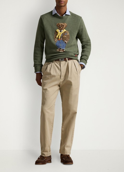 Ralph Lauren Fijngebreide trui met ingebreide print - voorkant 5 lovette heather / legergroen