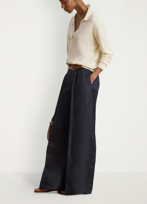 Ralph Lauren Fijngebreide trui met kraag - voorkant 5 mascarpone crème / crème