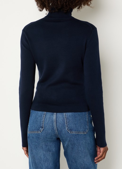 Ralph Lauren Fijngebreide trui met logo en col - achterkant 3 donkerblauw