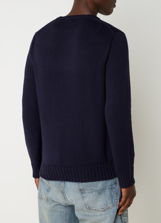 Ralph Lauren Fijngebreide trui met logo - achterkant 2 hunter navy / donkerblauw