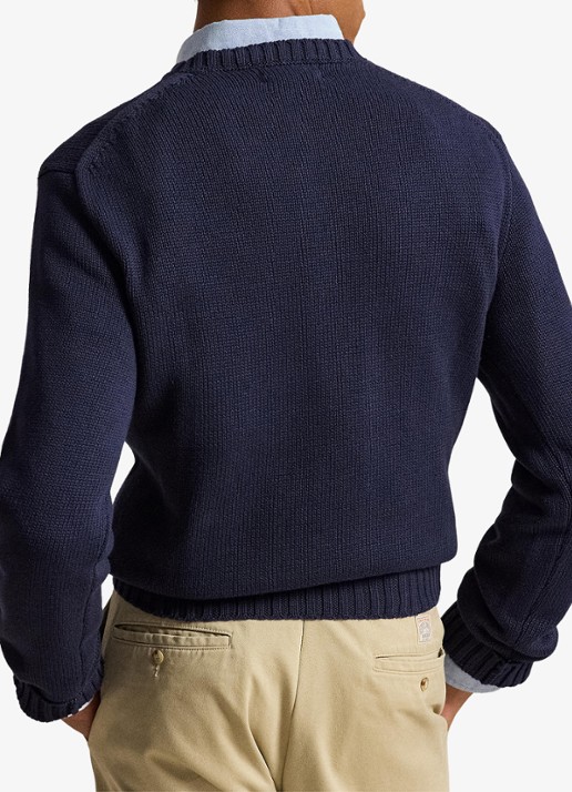 Ralph Lauren Fijngebreide trui met logo - achterkant hunter navy / donkerblauw