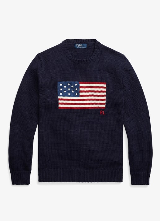 Ralph Lauren Fijngebreide trui met logo - voorkant 4 hunter navy / donkerblauw