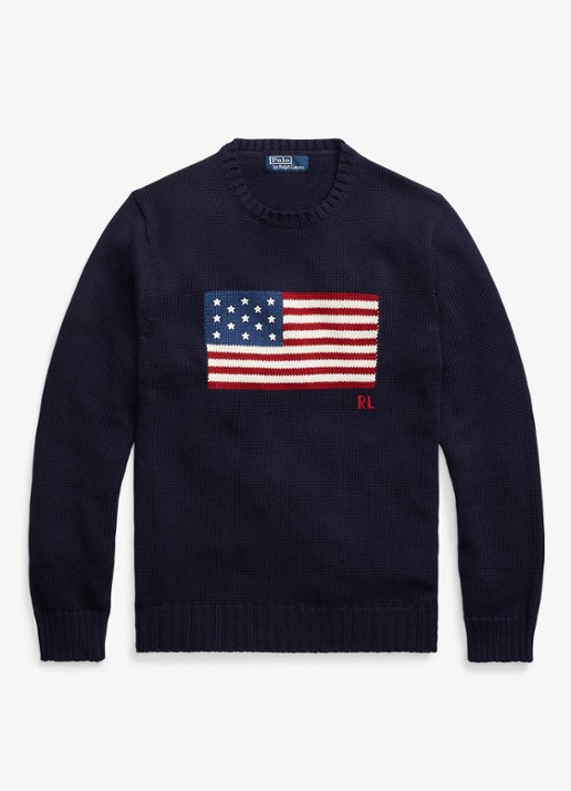 Ralph Lauren Fijngebreide trui met logo - voorkant 3 hunter navy / donkerblauw