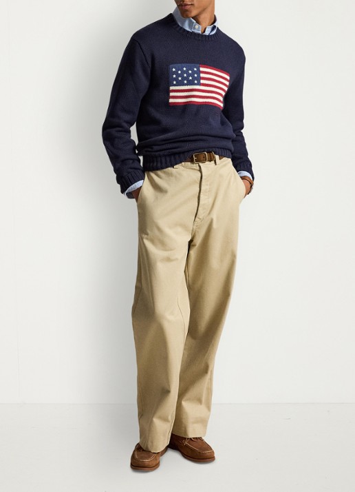 Ralph Lauren Fijngebreide trui met logo - voorkant 4 hunter navy / donkerblauw