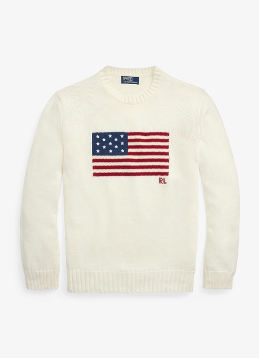 Ralph Lauren Fijngebreide trui met logo - voorkant deckwash white / wit