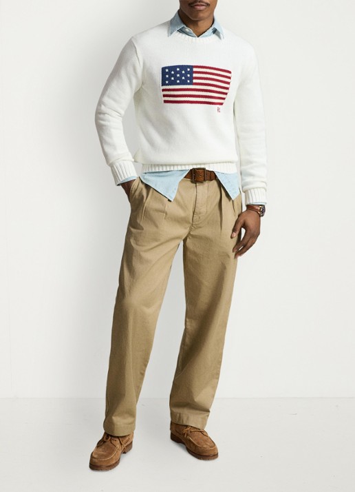 Ralph Lauren Fijngebreide trui met logo - voorkant 2 deckwash white / wit