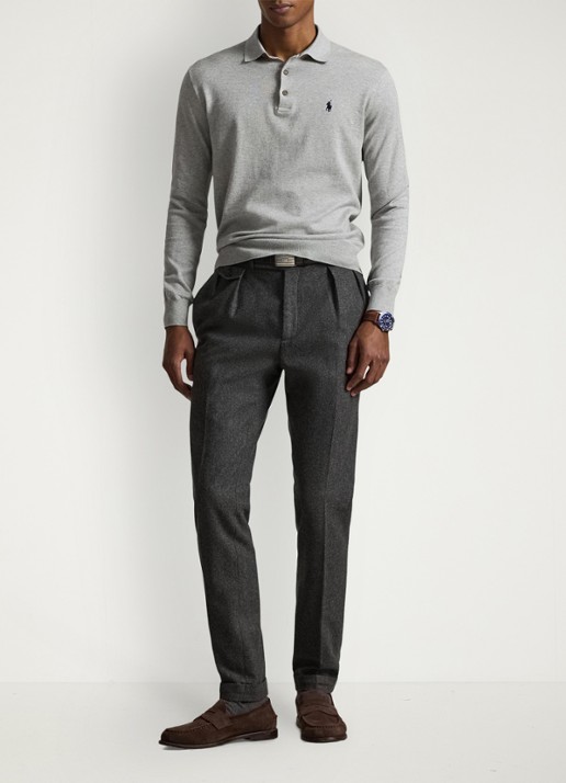 Ralph Lauren Fijngebreide trui met logoborduring - voorkant 3 andover heather / lichtgrijs