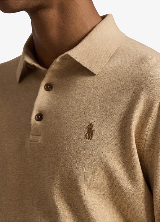 Ralph Lauren Fijngebreide trui met logoborduring - detail 4 camel melange / camel