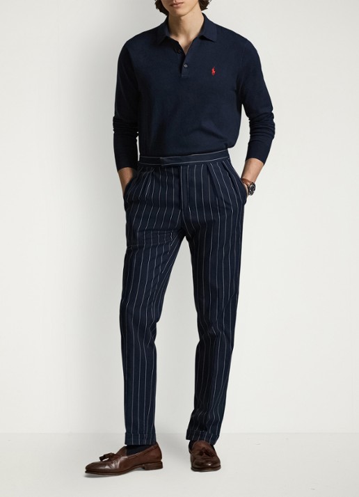 Ralph Lauren Fijngebreide trui met logoborduring - voorkant 5 donkerblauw