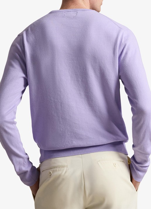 Ralph Lauren Fijngebreide trui met logoborduring - achterkant 5 powder purple / lichtpaars