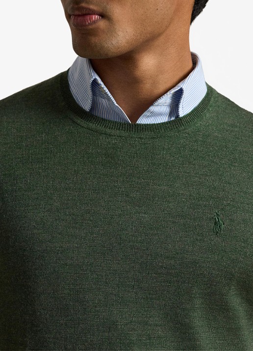 Ralph Lauren Fijngebreide trui met logoborduring - detail 3 lodgepole pine heather / groen