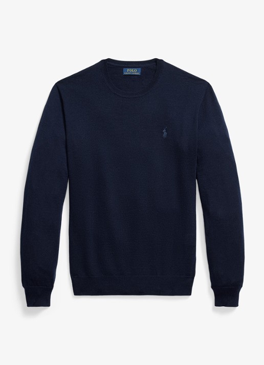 Ralph Lauren Fijngebreide trui met logoborduring - voorkant hunter navy / donkerblauw