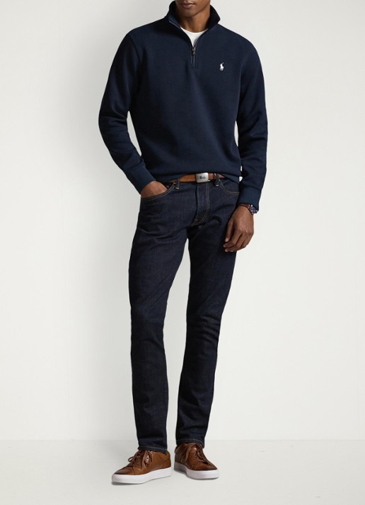 Ralph Lauren Fijngebreide trui met logoborduring - voorkant 3 donkerblauw
