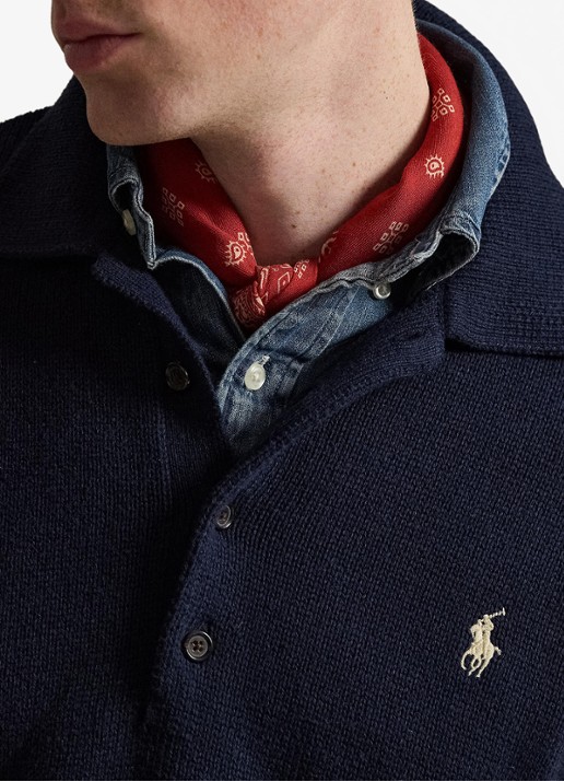 Ralph Lauren Fijngebreide trui met polokraag en borduring - detail 3 navy combo / donkerblauw