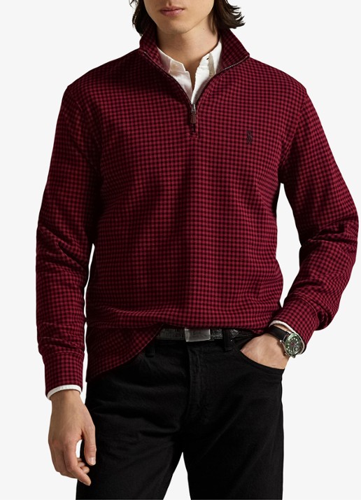 Ralph Lauren Fijngebreide trui met ruitdessin - detail red / rood