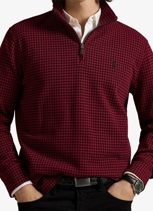 Ralph Lauren Fijngebreide trui met ruitdessin - detail 2 red / rood