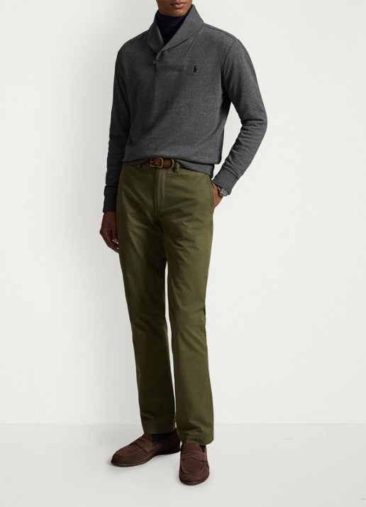 Ralph Lauren Fijngebreide trui met sjaalkraag - detail 3 windsor heather / grijs