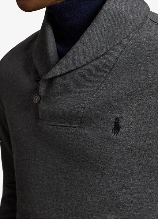 Ralph Lauren Fijngebreide trui met sjaalkraag - detail 4 windsor heather / grijs