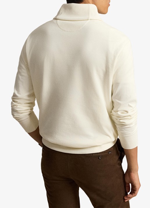 Ralph Lauren Fijngebreide trui met sjaalkraag - achterkant 5 pale cream / crème